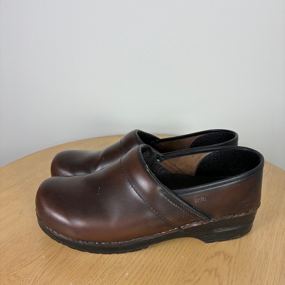 Sanita Prof Brown Leather Clogs Women's EU 43 US 11 12 Comfort Work Shoes - Picture 4 of 6